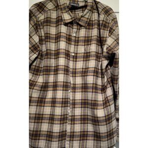 EDDIE BAUER Warm Bristol Flannel Brown Plaid Long Sleeve Men's Size XL